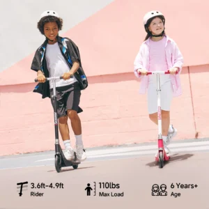 B2 iK1S Kids Electric Scooter side profile with LED wheels